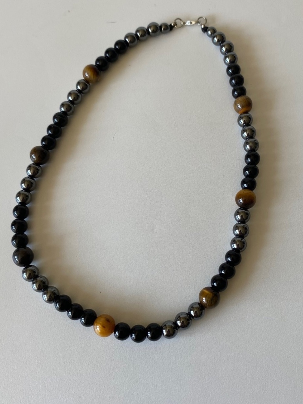 Hematite, Obsidian and Tiger’s Eye Choker Necklace